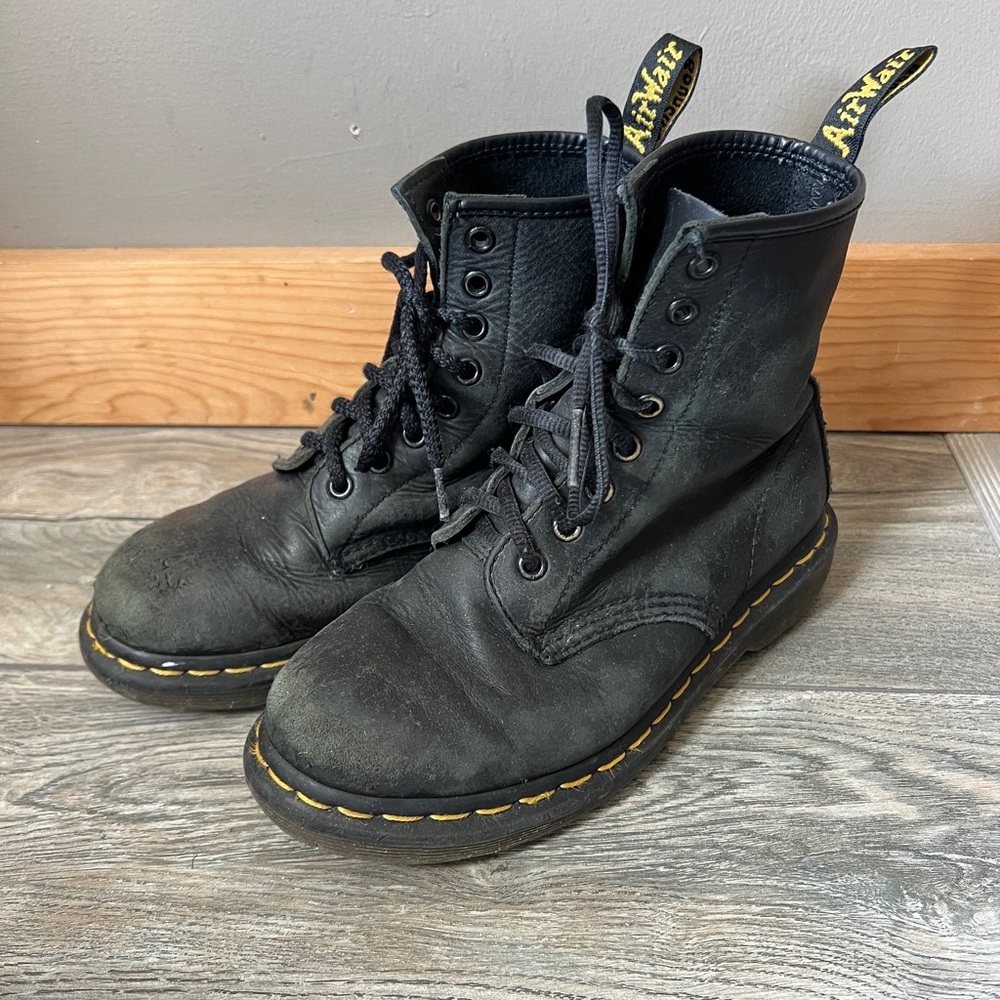 Dr. Martens Black Leather 8-Eye Lace-Up Boots